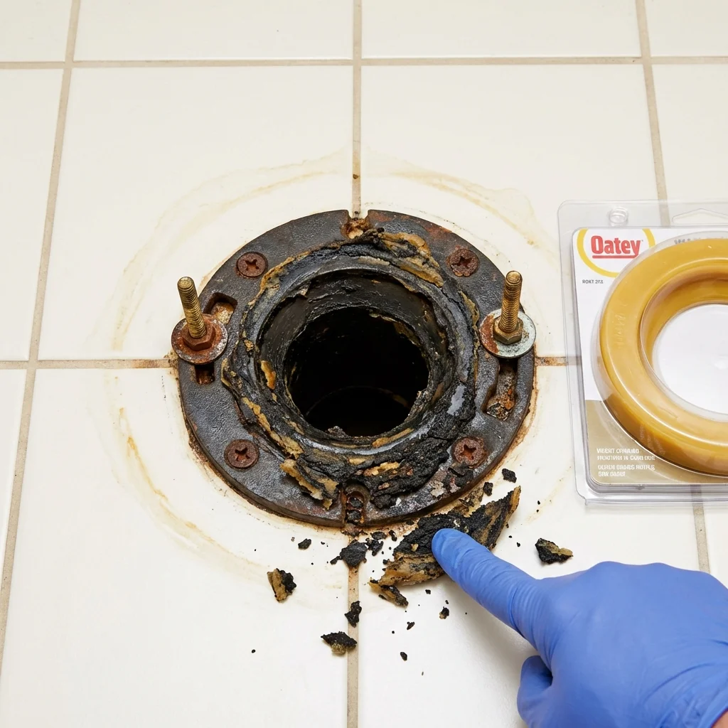 Failed wax ring showing water seepage at the base of a toilet in a North Miami Beach, FL home
