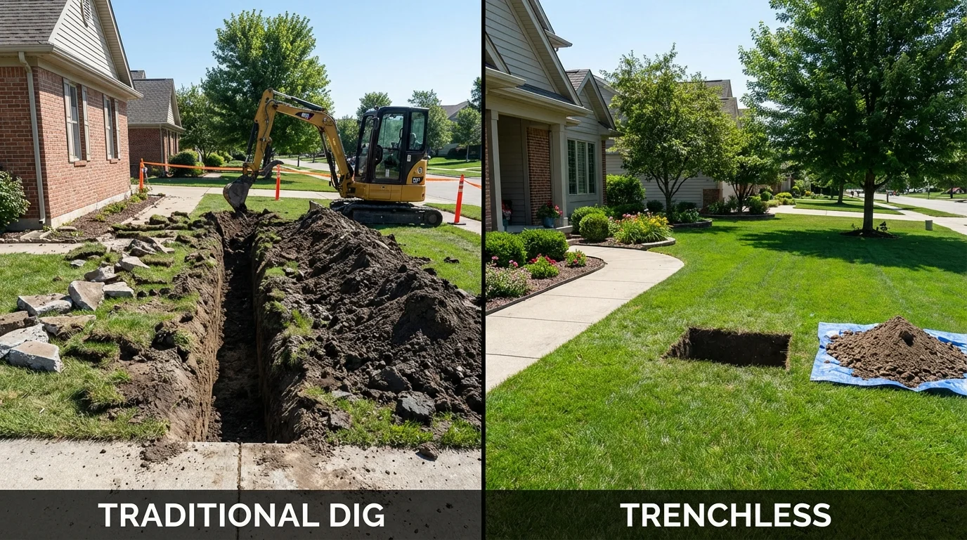Trenchless sewer repair with minimal yard damage versus traditional excavation in North Miami Beach, FL